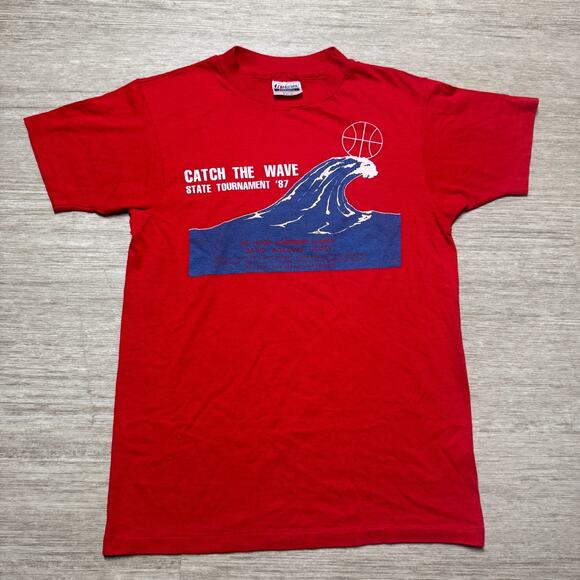 Vintage 1987 David Douglas Scots High School Basketball Shirt Catch The Wave 80s - Picture 1 of 6
